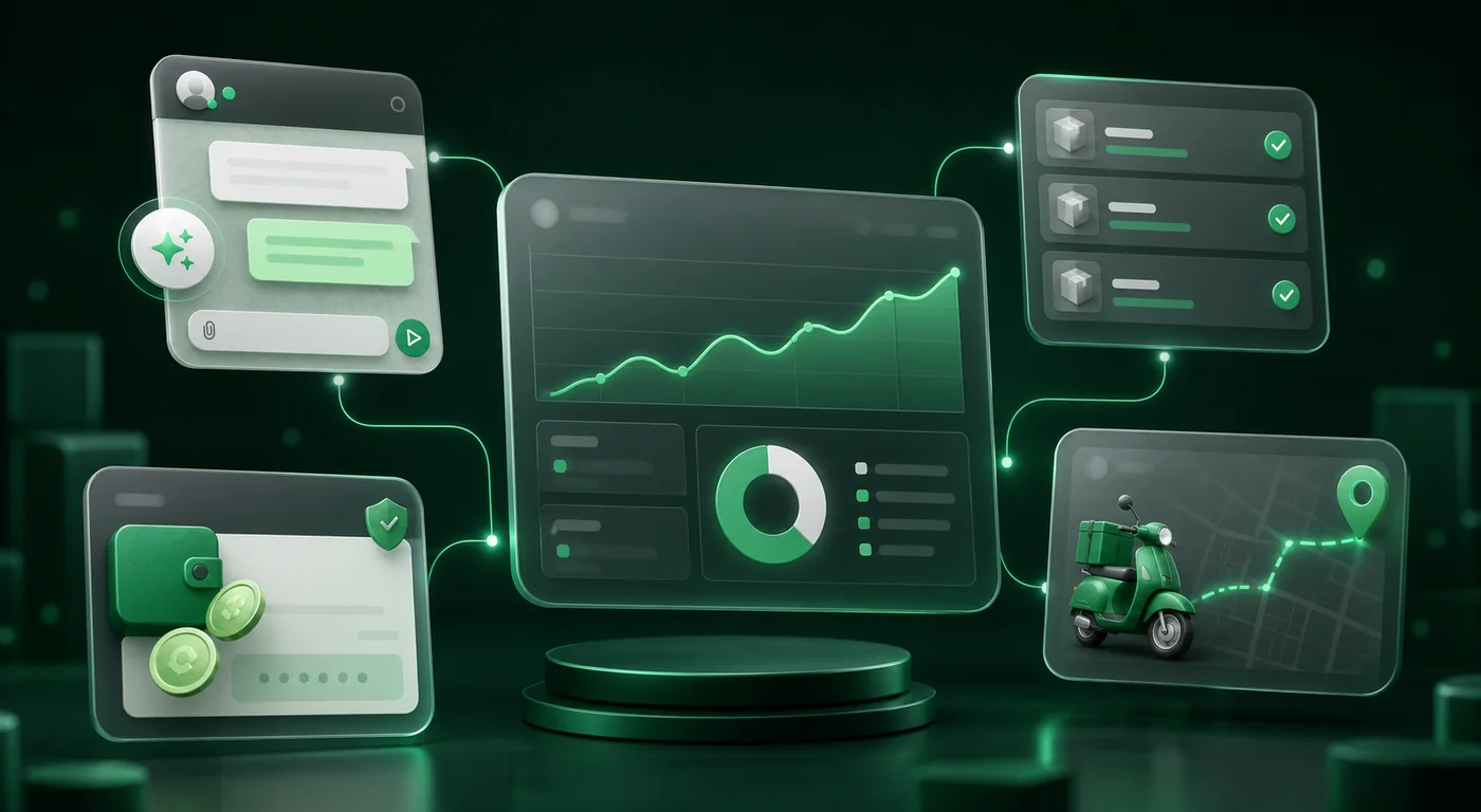 IziStore connected modules: orders, WhatsApp, deliveries and payments